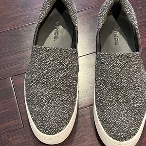 Vince Textured Black and White Slip-Ons